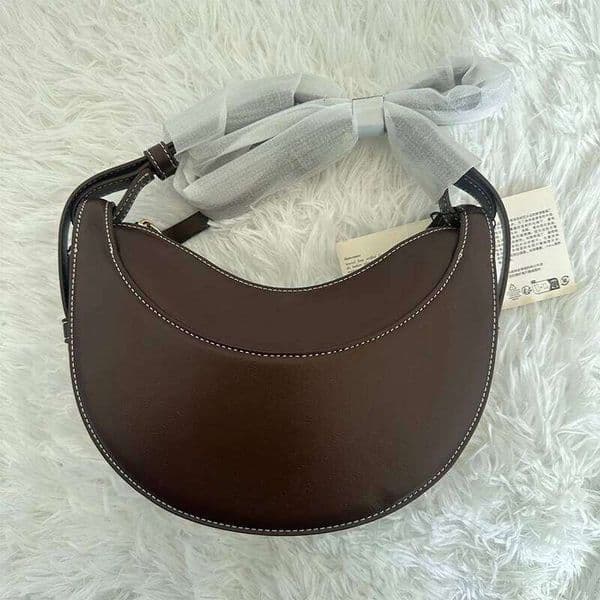 Angel Kiss French Fashion Genuine Leather Women's Crescent Bag, Niche Zipper Closure Shoulder Crossbody Bag