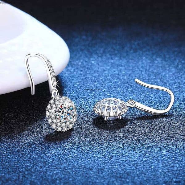 VVS Moissanite Pure Silver IGI D Color Carbonite Bright Star Micro Inlay 0.5 CT Earrings Fashion Luxury Gift Jewelry