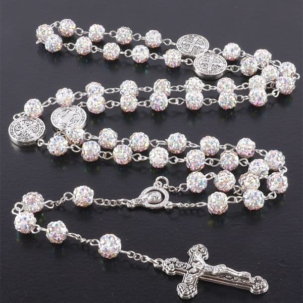 1 piece retro classic multi-color 8mm round rosary DIY pure handmade work cross religious necklace mens and womens jewelry gif 251224