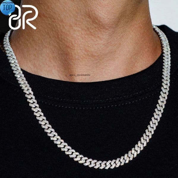 necklace moissanite chain Custom Pass Diamond IGI Tester Hip Hop Jewelry 925 Sterling Silver 6mm 8mm Iced Out VVS Cuban Link Moissanite Chain For Men