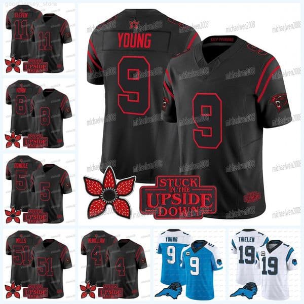 WOMEN YOUTH Pantheres Stranger Things Edition Football Jersey Young Rico Dowdle Tetairoa McMillan Jaycee Horn Chuba Hubbard Sam Mills Julius Peppers