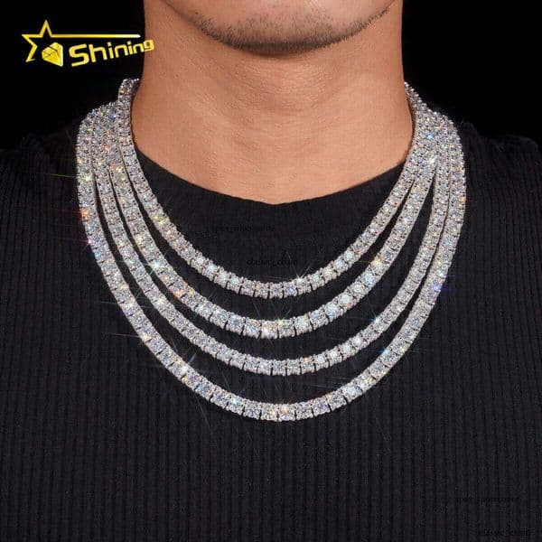 2026 RTS Factory Price Hip Hop 925 Sterling Silver 5mm IGI 6.5mm VVS Diamond Necklace Fully Iced Out Moissanite Tennis Chain