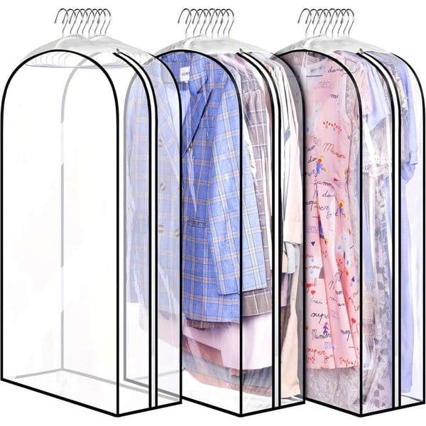 10inch Thickened Transparent Storage 40inch Wardrobe Hanging Clothing Bag, Suitable for Shirts, Coats, Dresses, etc 26L0107