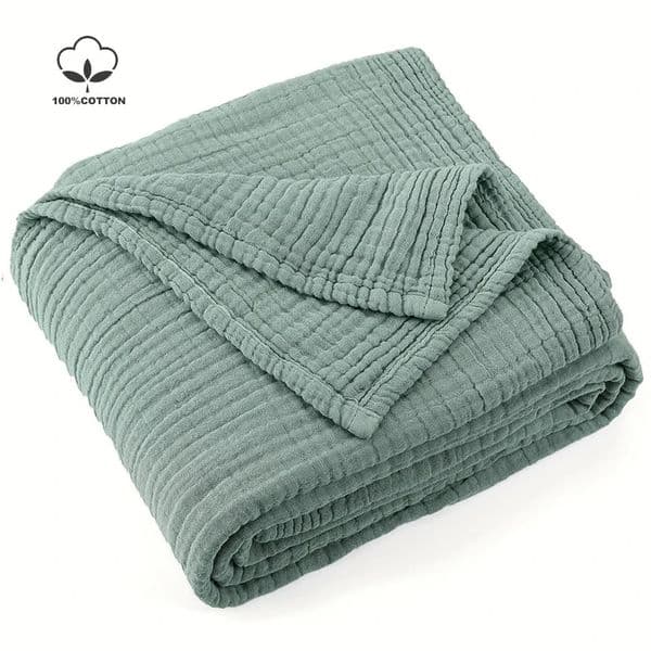 Battilo 100 Cotton Muslin Throw Blanket for Sofa 6 Layer Breathable Lightweight Boho Throws for Couch Bed Large Summer Blankets 260106