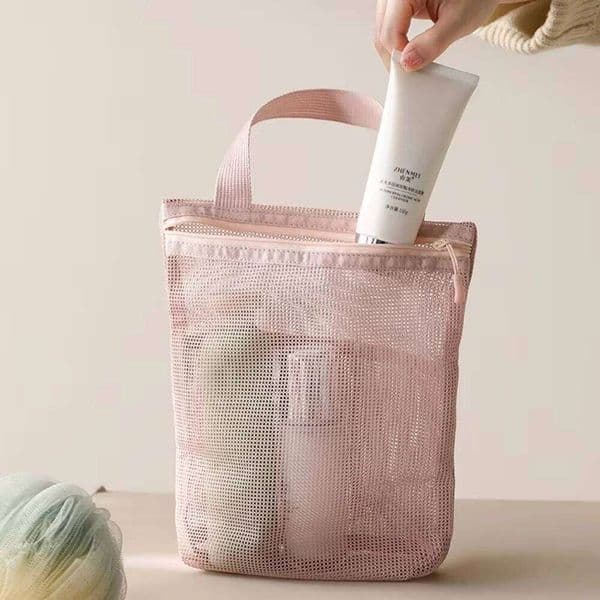Portable Travel Handbags Mesh Makeup Toiletry Storage Bags Hanging Cosmetic Pouch Washing Body Shower Tools Organizer 26N0107