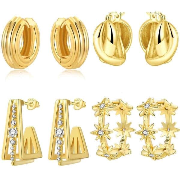 Orstarry S925 Sterling Silver Elegant Gold Woven Versatile Hoop Earrings For Women Jewelry Original Birthday Party Gift