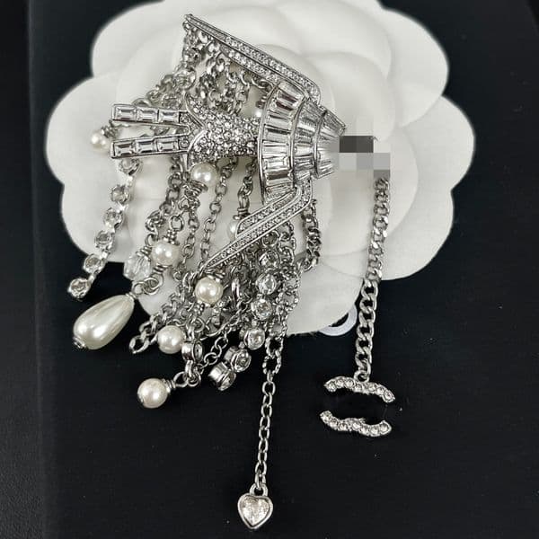 Designer Jewelry Silver Bird Water Diamond Pearl Tassel Brooch High Quality Fashion Classic Versatile Anniversary Party Gift