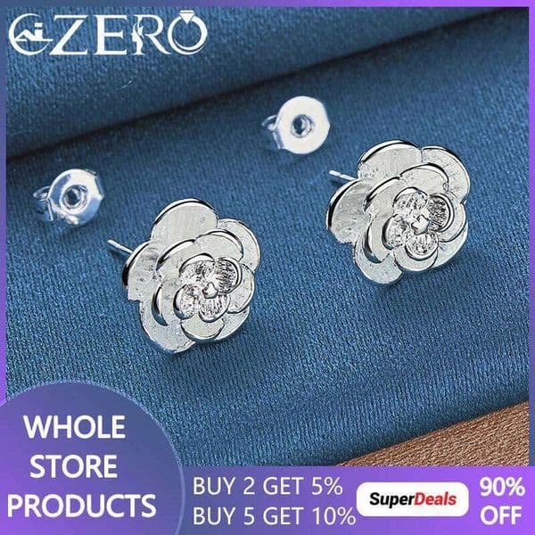 ALIZERO 925 Sterling Silver Jasminum Stud Earrings For Women Fashion Jewelry Wedding Party Charms Sweet Accessories