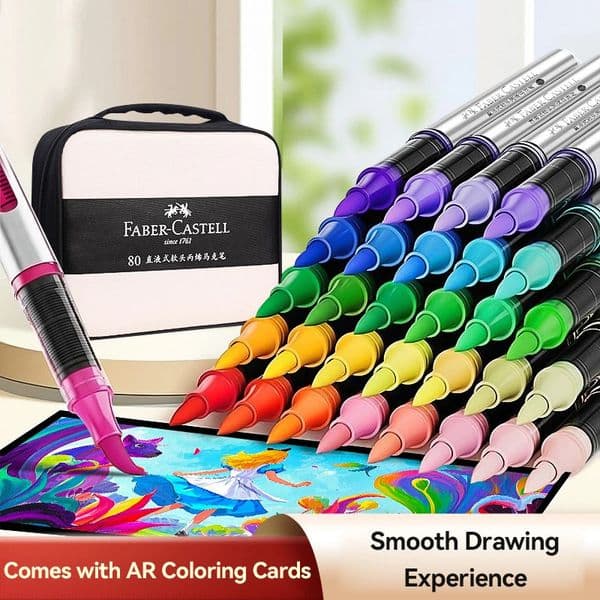 Acrylic Paint Markers Set 2480Colors Soft Brush Liquid Ink Pens for Wood Stone Canvas Art Supplies with Cloth Bag 260107