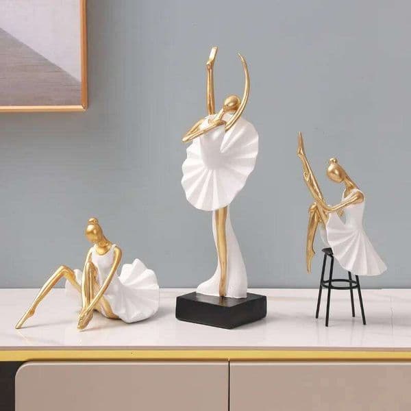 1 PC Ballet Girl Gold Home Decor Abstract Art Sculptures Statues Aesthetic Desk Dining Table Modern Living Room 26H0107