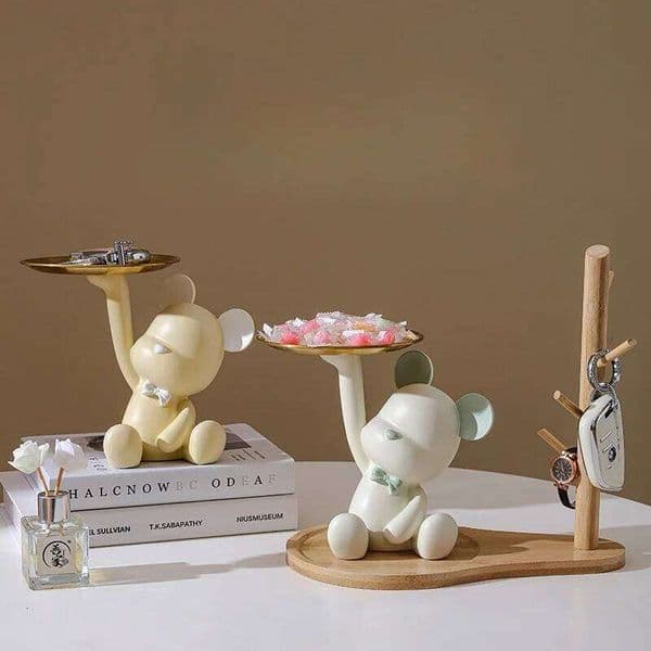 Car Storage Rack Cartoon Cute Bear Figure Phone Key Holder Mobile Bracket Shelf Tray House Decoration Desk Accessories 26H0107