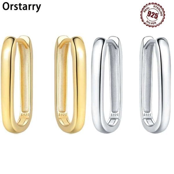 925 Sterling Silver Simple Gold U-shaped Versatile Hoop Earrings For Women Jewelry Fine Birthday Party Gifts