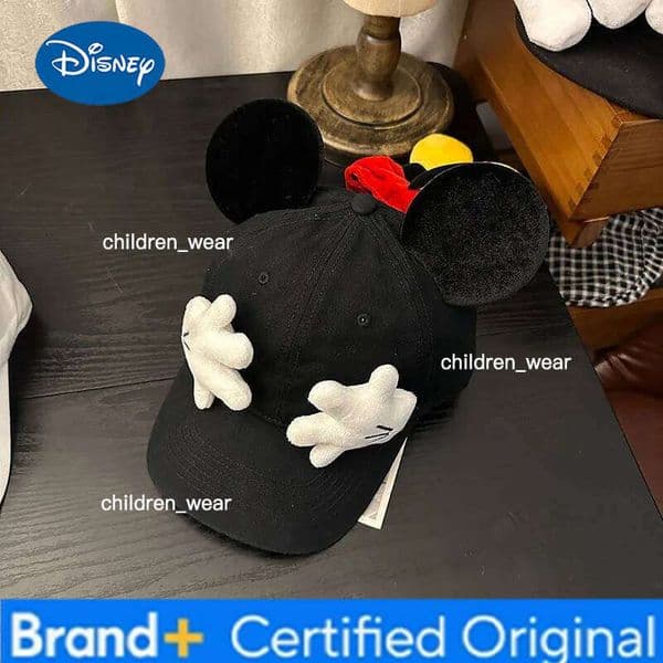 Disney New Cute Small Palm Doll Protection Baseball Cap Women Cartoon Ears Sun Hat Hats H260107