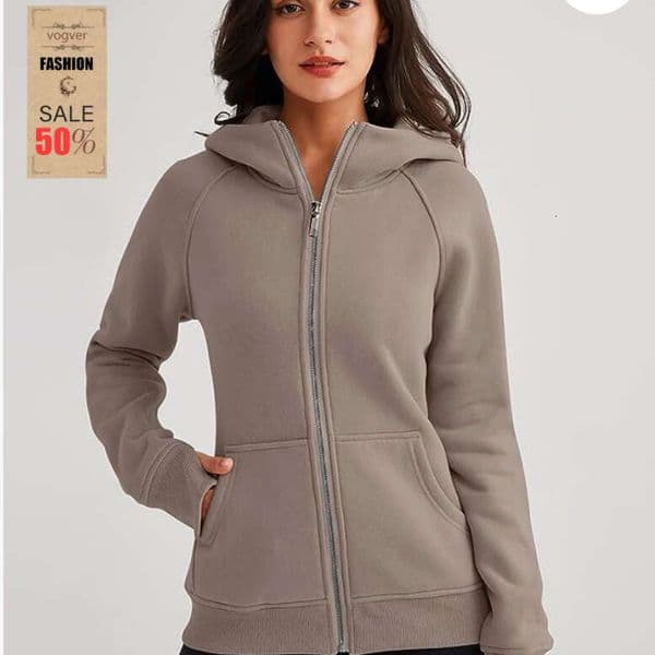 Sweatshirt Women's Fashion Outdoor Cold-Proof Thickened Zipper Hoodie Fleece Lined Jacket Windproof Warm Casual Camping Hiking Wear