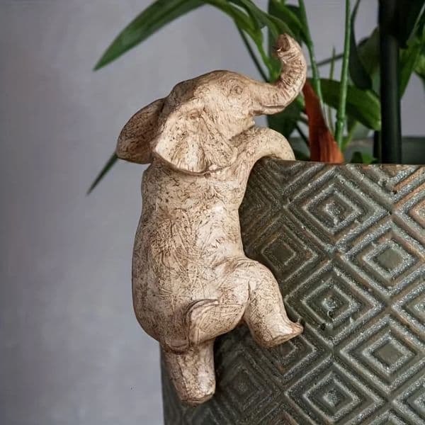1pc Elephant Hanging Flower Pot - Charming Balcony Garden Decor Adorable Animal Sculpture Ideal Gift for Elephant Lovers 260106
