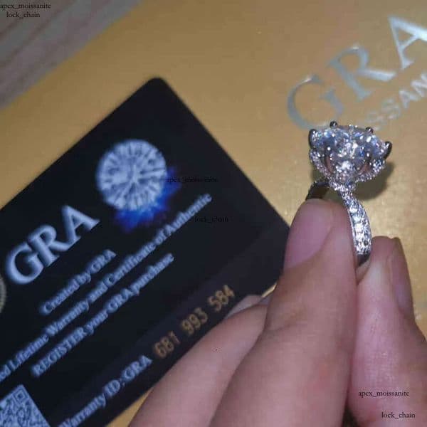 ring Custom Name Certified 5 Carat Diamond Engagement Ring Women 14K White Gold Sterling Silver Bridal Moissanite Rings Wedding Band 9c
