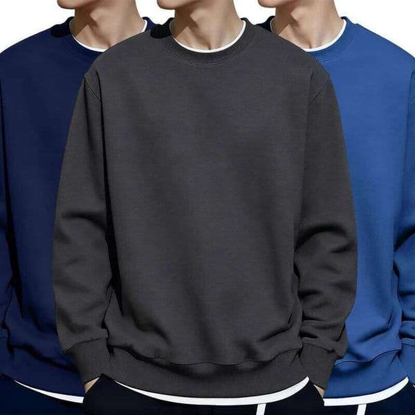 Men Casual Fashion Street Sweatshirts Oversized Soft Pullovers Fleece Autumn Hoody Comfy O-Neck Streetwear Solid Basics Clothes X260107