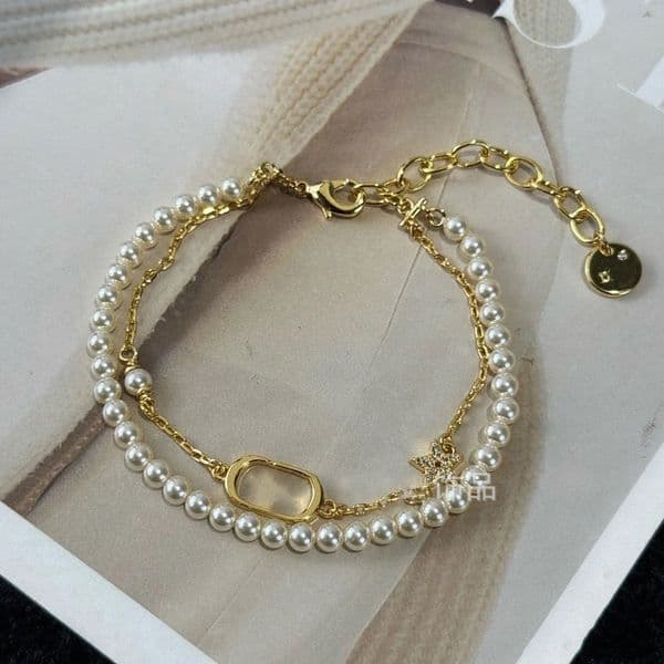 High version Pearl Star Double-layer Designer bracelet Women Diamond Bracelet Fashion Luxury Charm Chain Bangle pentagram designer Jewelry Gift Wristb y6u0#