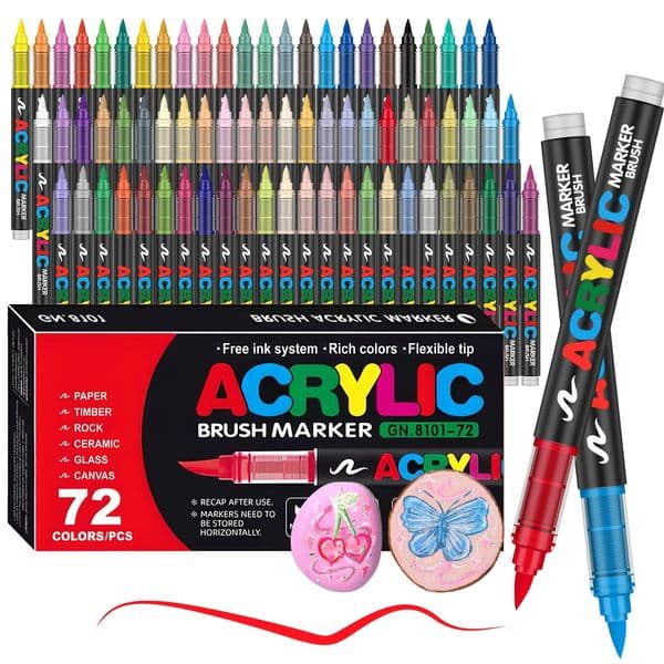 12120 Colors Acrylic Paint Pens Markers Brush Tip for Rock Painting Wood Canvas Stone Christmas Gift DIY Crafts 260107