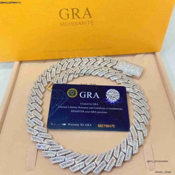 Moissanite Iced Out Chain Necklace Hip Hop Fine IGI Jewelry Baguette Men's Necklaces Sterg Fully Designer Jewellry 43