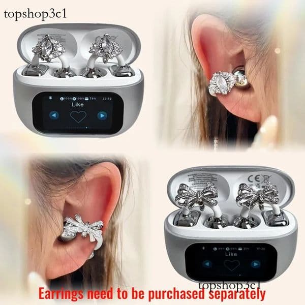 HYUNDAI Top butterfly Headphones Design LCD Full Color Touch Screen Audio Wireless for Music Phone Calls with earrings Bow tie suower C02