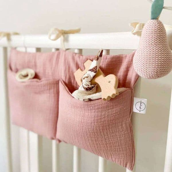 Multifunction Crib Hanging 2 Pockets Infant Products Bedside Organization Bag Convenient Diaper Storage Cot Bed Organizer 26N0107