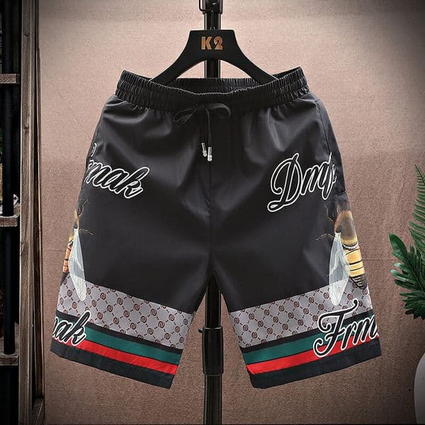 Designer Clothes New Summer Men's Ice Silk Casual Luxury Five-Point Printed Loose Beach Shorts Trendy Brand