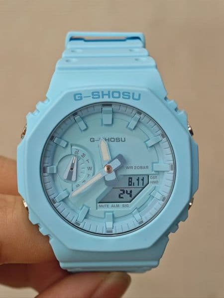 Iced Out Full Function Unisex Sports Digital Electronic Watch Waterproof Large Dial LED Dual Display Oak Series G118