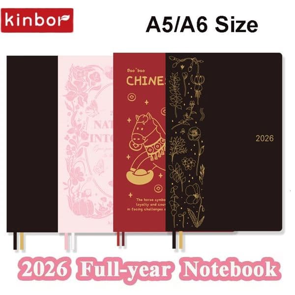 Kinbor 2026 A5 A6 Journal Notebook Weeks Monthly Planner Soft Cover Time Organizer Plan Daily Agenda Habits Tracking 260107