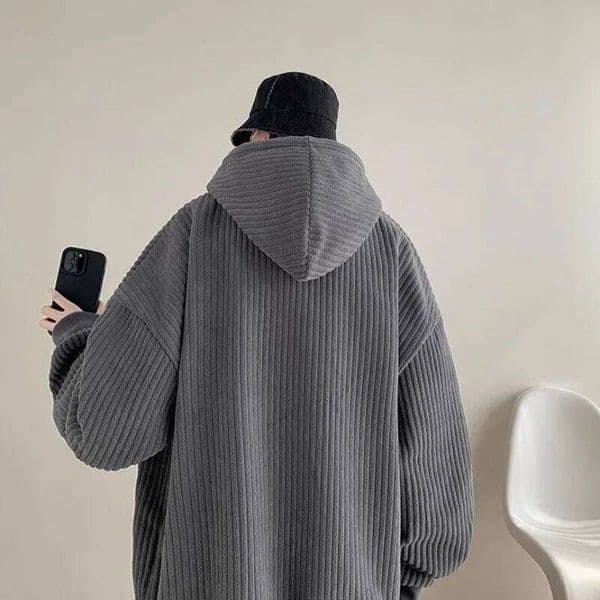 Male Hoodie Corduroy Streetwear Y2k Vintage Clothing Deals Cotton High Quality Welcome Deal 90s Oversize Men's Hooded Sweatshirt XJ260107