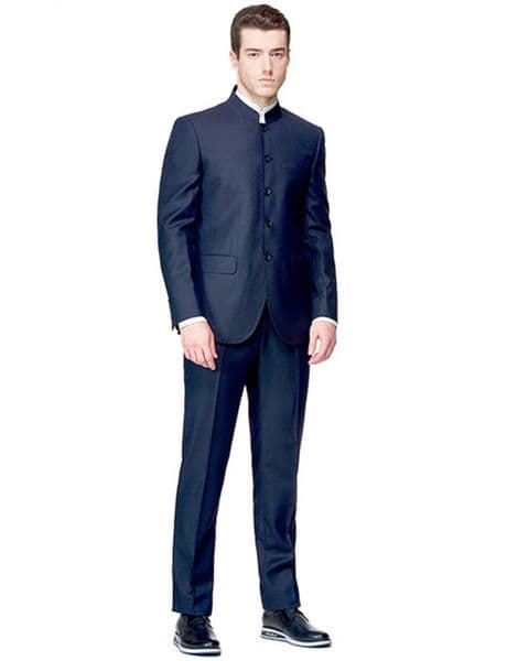 Mens 2 Pieces Wedding Suits Classic Slim Fit Suit Stand Collar Single Breasted Jacket Pants Set Formal Men Tuxedos for Party 260106