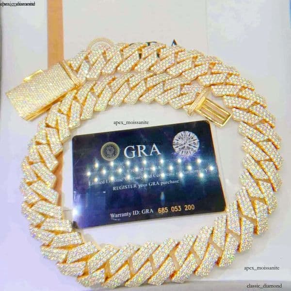 Necklace Moissanite designer silver rose gold iced out pass diamond tester pendant IGI 925 Sterling Vvs cuban link chain