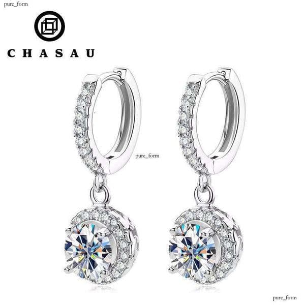 VVS Moissanite High Quality Wholesale 6.5mm 1CT Silicon Stone 925 Sterling Silver Halo Temperament Earrings for Women