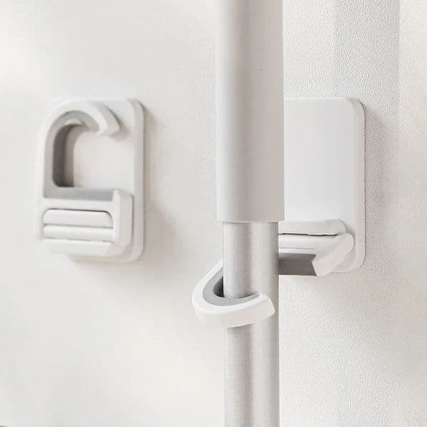 Wall Mount Broom Mop Clip Holder Self-adhesive Broom Brush Mop Hanger Organizer Rack Kitchen Bathroom Storage Multi-Purpose Hook 260106