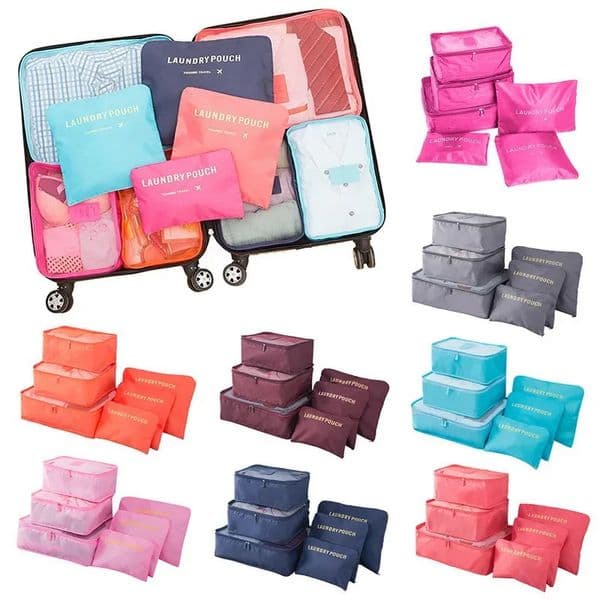6 Pcs/Set Pink/Blue/Grey Travel Storage Bag Large Capacity Waterproof Luggage Clothing Underwear Storage Bag With Zipper 260107