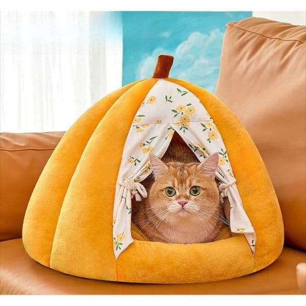 New Pumpkin Pet Bed Cat Bed Four-season Universal Closed Kennel