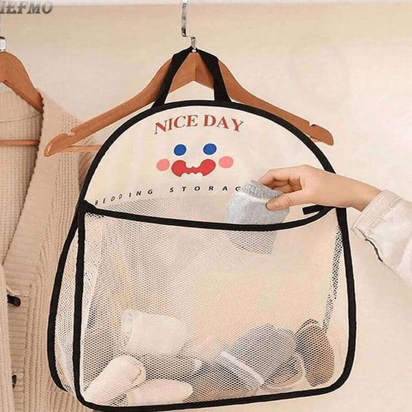 1pc Hanging Mesh Storage Bag Washable Laundry Wall-Mounted Underwear&Socks Sorting Pouch Bathroom Organizer 26T0107