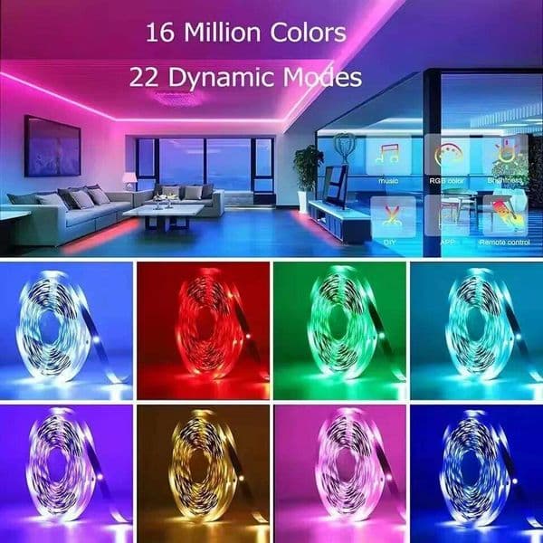 LED Dc 24V Room Ice String 5M 10M 15M 20M 30M 40M Rgb Tape Bluetooth App Control Led Lights Strip Plug Self-Adhesive X260107