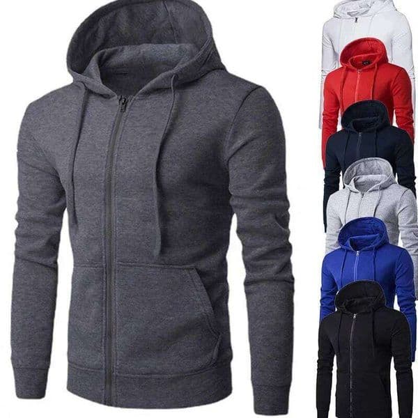 Men's Fashion Fleece Zipper Sweatshirt Loose Casual Hoodie for Spring Autumn X260107