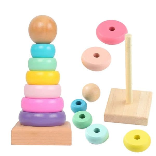 2026 New New Wooden Macaroon Tower Children Toys Montessori Educational Supplies Size Color Recognition Birthday Gifts For Kids TMZ 260104Bj Toy Toy
