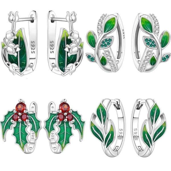 Orstarry Original 925 Sterling Silver Green Bell Orchid Earrings Women Ear Studs Hoop Earring Anniversary Jewelry Trendy Gifts thumbnail 2