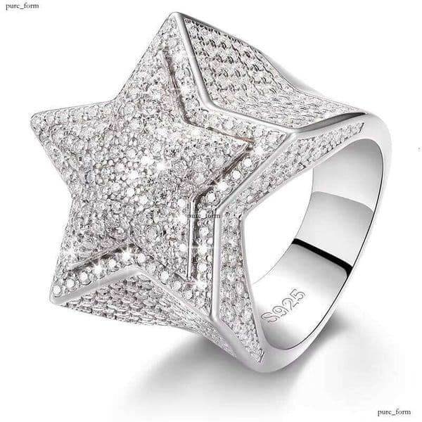 Hiphop Men and Women Boutique Jewelry Ice Out Gold Plated 925 Sterling Silver VVS Silicon Stone VVS Moissanite Star Ring with GRA Certificate