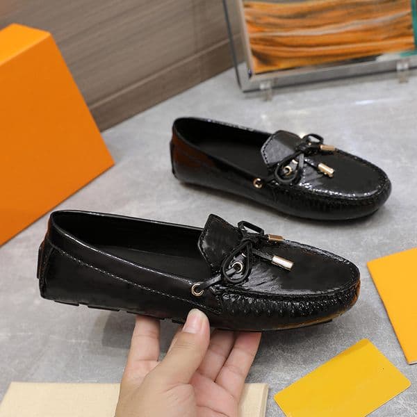 Gloria Flat Bow Knot Loafer Shoes Designer Calfskin Trim Gloria Flat Loafers Women Mules Fashion Dress Shoes 1019