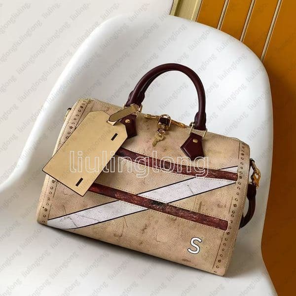 NEW designer top leather handle 130th Speedies Soft 30 bag women shouder bag trendy Boho bags Pillow bags Travel weekend bag 130th anniversary commemorative style