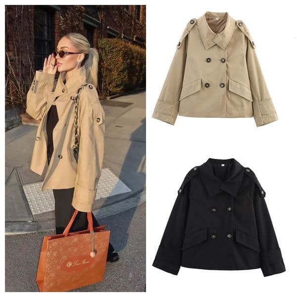 Fashion Office Lady Loose Turn Down Collar Trench Coat Women DoubleBreasted Windbreaker Long Sleeves Outerwears 260108