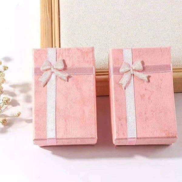 Fashion Blue Pink Color Cross Bowknot High Quality Paper Ring Necklaces Earrings Jewelry Square Package Gift Boxes for Women
