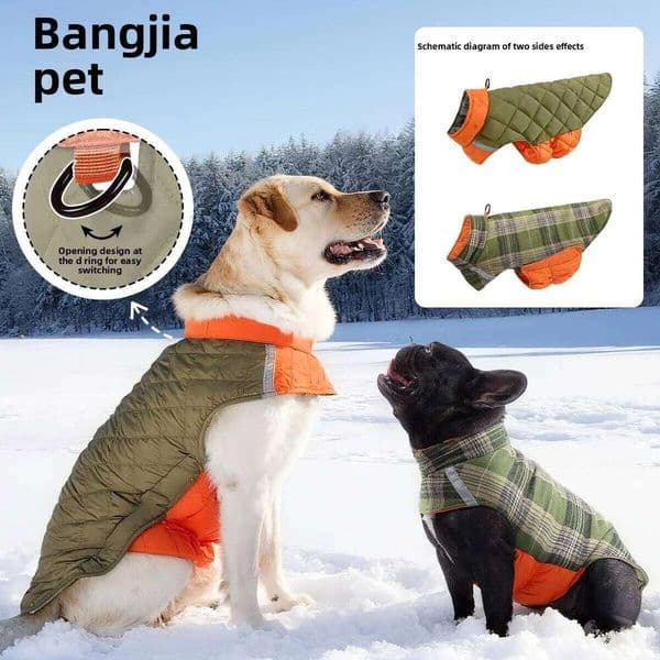 Reversible Winter Jacket Cozy Reflective Waterproof Warm Garment Dog Clothes Outdoor Windproof Pet Apparel XJ260108