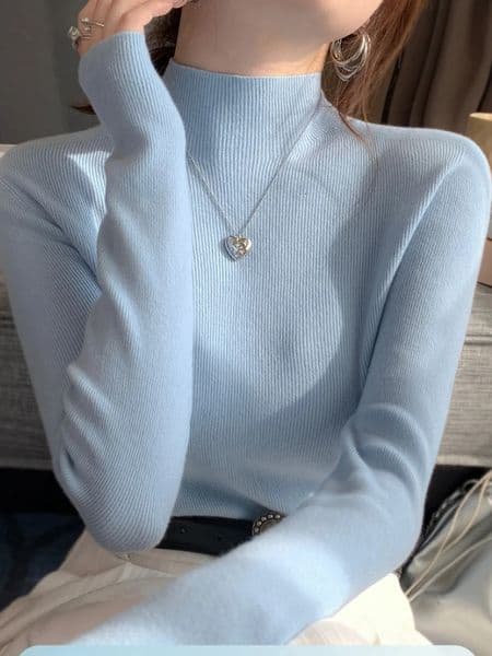 2025 Autumn Winter Turtleneck Sweater Women Knitted Pullover Fashion Stretch Tops Long Sleeve Bottoming Solid 260107