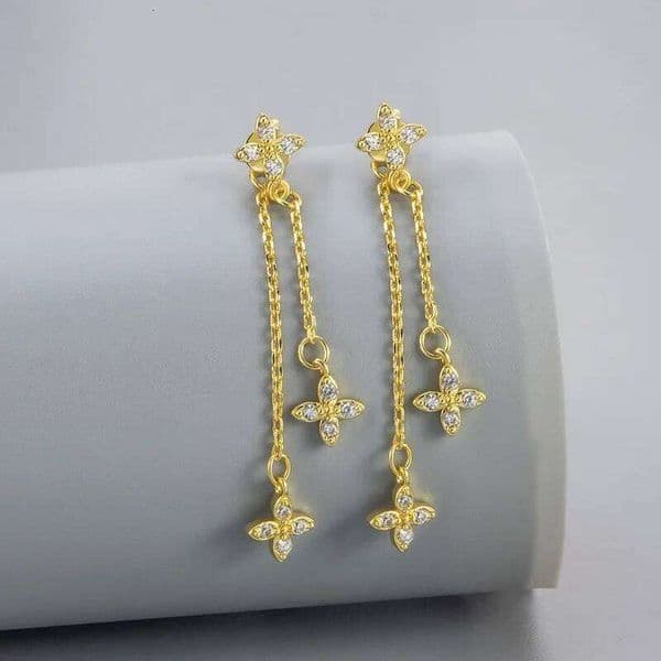 925 Sterling Silver Earrings for Women Geometric Shinning Star Tassel Earring Fashion Jewelry Gift Party Wedding pendientes