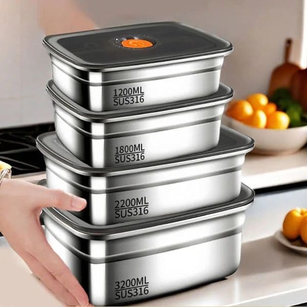 High Quality Stainless Steel Camping Lunch Box Sealed Refrigerator Freezer Storage Box Leak-proof Microwave Suitable Bento Box 260107